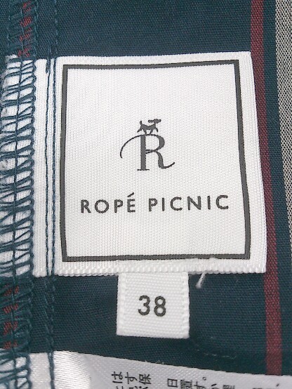 ◇ ROPE PICNIC ロペピクニック 2WAY ストライプ 長袖 ロング ワンピース サイズ38 ネイビー グレー レッド レディース_画像4