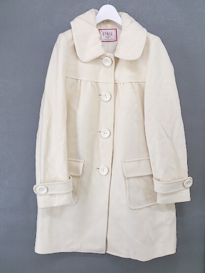 * iiMK I I.M ke- long sleeve turn-down collar coat size 40 ivory lady's 