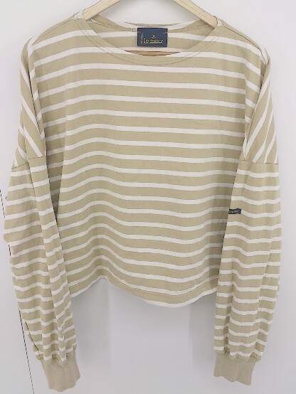 * Le Minor Le Minor border long sleeve cut and sewn beige white lady's 
