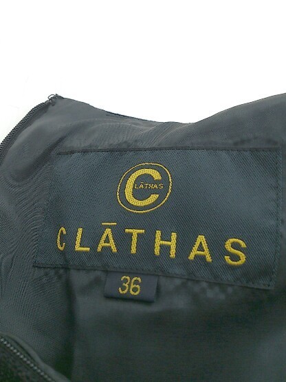 ◇ CLATHAS クレイサス バックジップ 半袖 ミニ ワンピース サイズ36 ブラック レディース_画像4