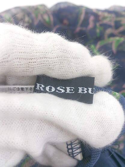 ◇ ◎ ROSE BUD ローズバッド ペチコート付き ロング ギャザー スカート サイズF ネイビー系 マルチ レディース_画像5