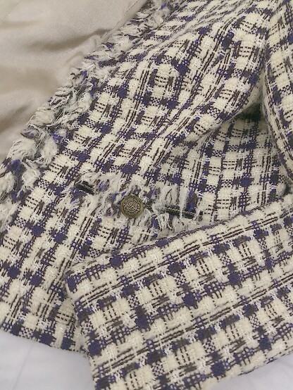 ◇ UNTITLED アンタイトル 総刺繍 長袖 ジャケット サイズ1 アイボリー パープル マルチ レディース_画像8