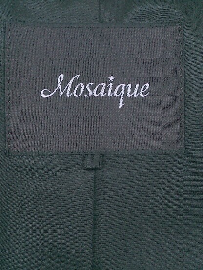 ◇ MOSAIQUE モザイク アルパカ混 長袖 ノーカラー ジップアップ コート サイズ40 ブラック レディース_画像4
