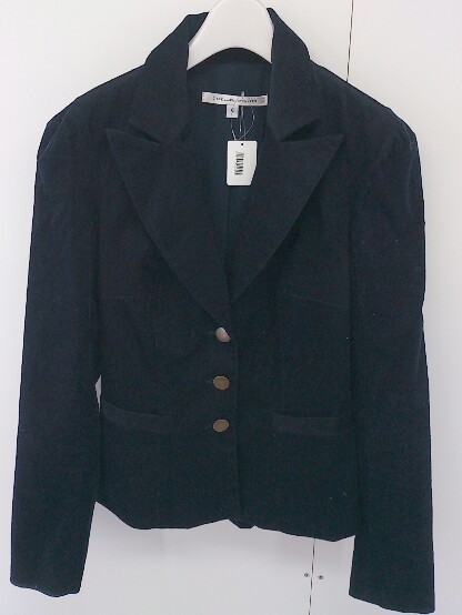 ◇ Дайан фон Фюрстенберг США вельветовая одинокая 3B с длинным рукавом, адаптированная куртка размером 4 темно -синие дамы