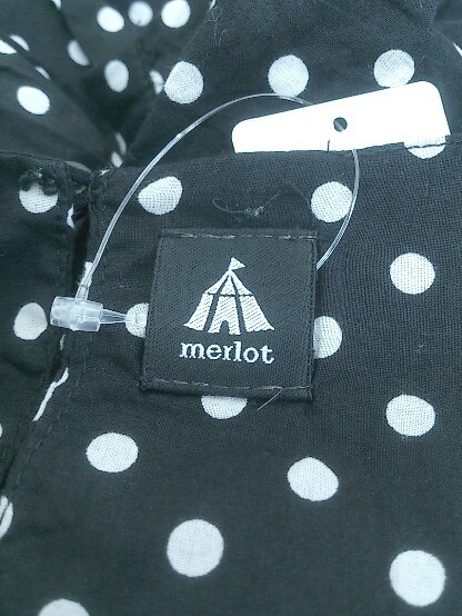 ◇ merlot メルロー ドット 水玉 半袖 ロング ワンピース ブラック ホワイト レディース_画像4