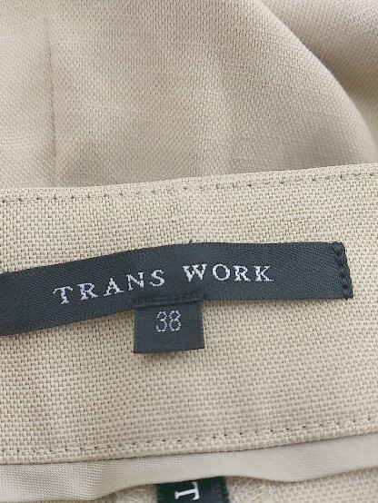 ◇ TRANS WORK トランスワーク リネン混 ワイド パンツ サイズ38 ベージュ レディース_画像4