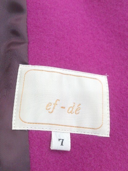 ◇ ef-de エフデ スタンドカラー 長袖 コート サイズ7 マゼンタ ピンク系 レディース_画像6