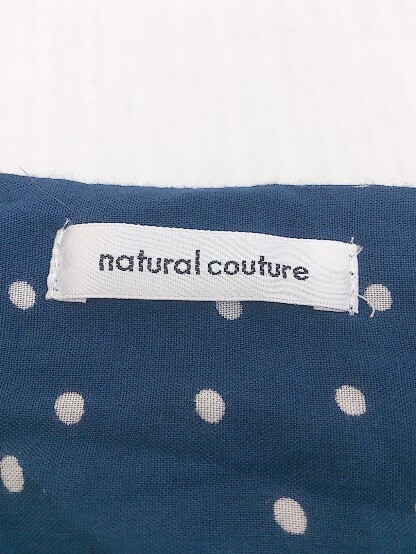 ◇ natural couture NICE CLAUP ドット 水玉 七分袖 膝下丈 ワンピース サイズF ネイビー ホワイト レディース_画像4