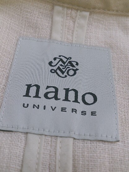 ◇ ◎ nano universe 定価2.7万円 ボイルド リネン 長袖 ノーカラー コート サイズ 36 ベージュ レディースの画像4