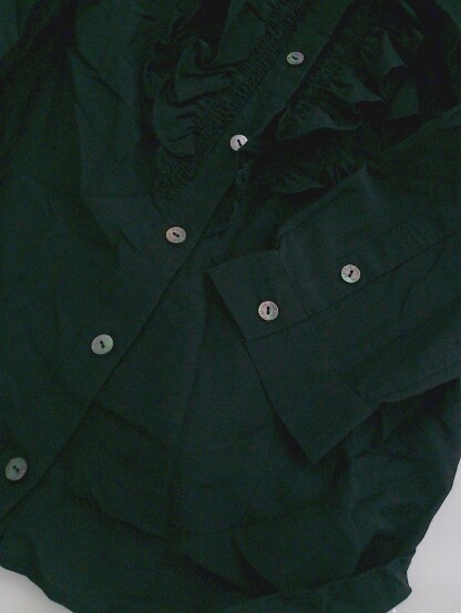 ◇ TO BE CHIC トゥービーシック シルク混 フリル 七分袖 シャツ サイズ40 ブラック レディース_画像6