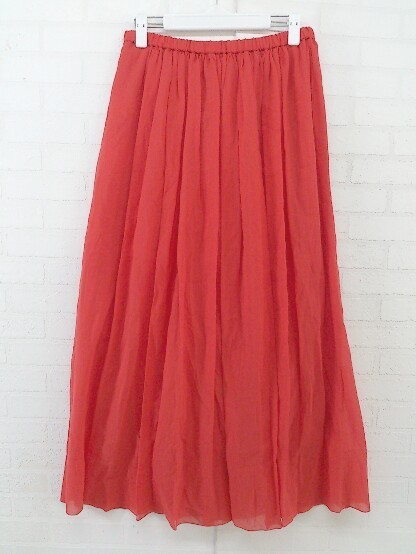 * * beautiful goods * * Rouge vif rouge vif long flair skirt size F red lady's 