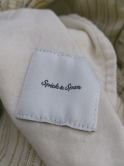 ◇ Spick & Span スピック＆スパン リネン100% 20年製 ストライプ パンツ サイズ38 アイボリー ベージュ系 レディース_画像4