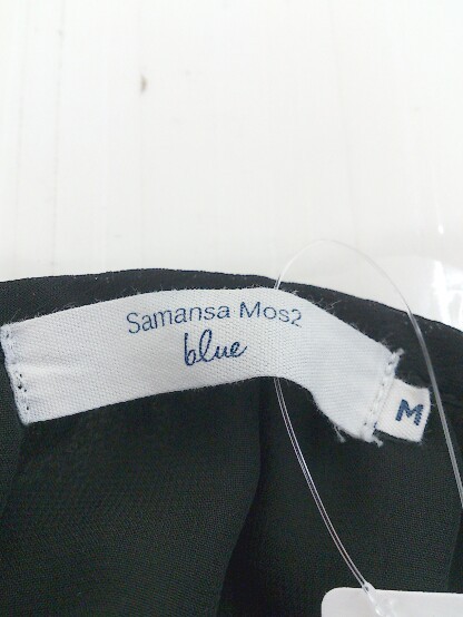 ◇ Samansa Mos2 blue サマンサモスモス ブルー 五分袖 シャツ ブラウス サイズM ブラック レディース_画像4