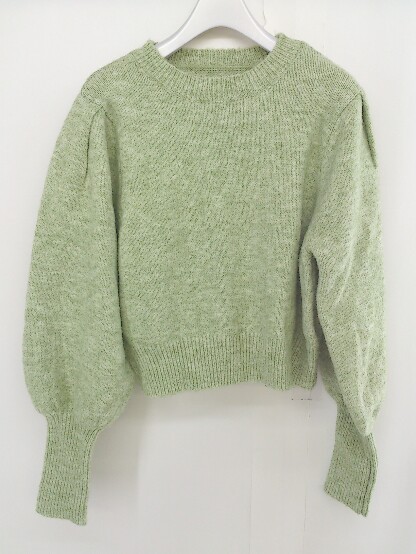* natural couture natural kchu-ru short long sleeve knitted sweater green lady's 