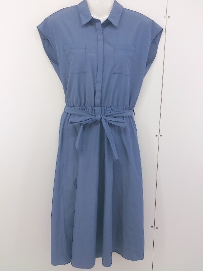 * * NATURAL BEAUTY BASIC no sleeve knees under height shirt One-piece size S blue lady's 