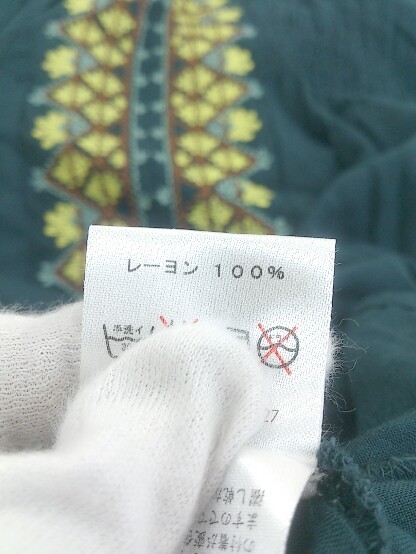 ◇ yul?ヨル 刺繍 半袖 ミニ ワンピース ネイビー系 イエロー ブラウン レディース_画像7