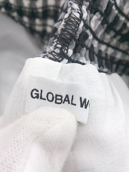 ◇ GLOBAL WORK グローバルワーク ギンガムチェック ワイド パンツ サイズF ブラック ホワイト レディース_画像8