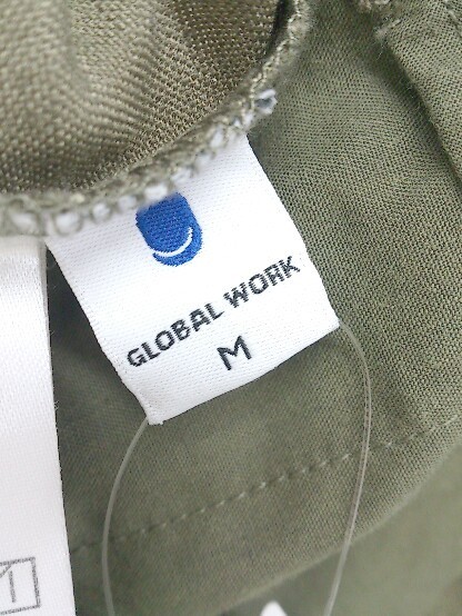 ◇ GLOBAL WORK グローバル ワーク リネン混 ハイウエスト ウエストゴム ワイド パンツ サイズM カーキ レディース_画像5