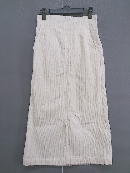 * * Ray BEAMS Ray Beams corduroy front slit long trapezoid skirt size 0 eggshell white lady's 