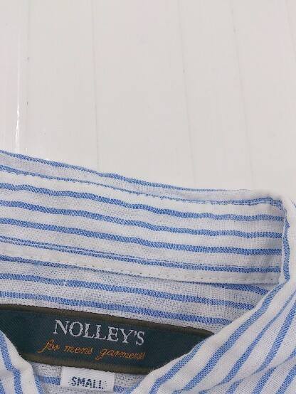 ◇ ◎ NOLLEY'S ノーリーズ リネン100% 長袖 シャツ ブラウス サイズS ホワイト ブルー系 レディース_画像7