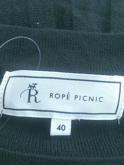 ◇ ROPE PICNIC ロペピクニック ニット 長袖 ロング ワンピース サイズ40 ブラック レディース_画像4