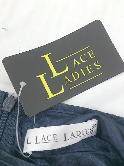 ◇ Lace Ladies レースレディース レース 七分袖 膝下丈 ワンピース サイズL ネイビー系 レディース_画像4