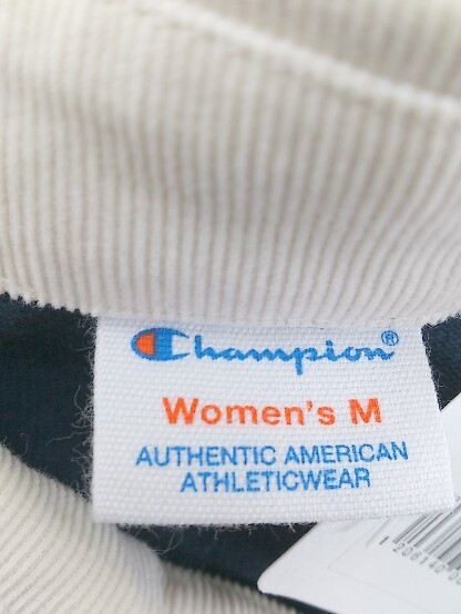 ◇ ◎ Champion チャンピオン Iライン 長袖 ロング ポロワンピ ワンピース サイズ M ネイビー オフホワイト レディース_画像4