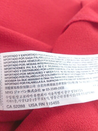 ◇ MANGO マンゴ Iライン ノースリーブ ミニ ノーカラー ワンピース サイズ EUR M USA S MEX M レッド レディース_画像9