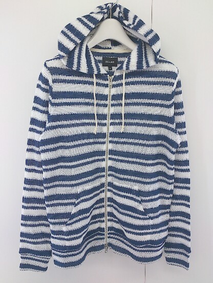 * BEAMS border double Zip ... braided knitted long sleeve Zip up Parker size S navy white lady's 