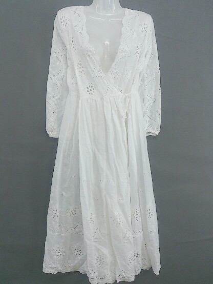 * natural couture natural kchu-ru.? LAP long sleeve knees under height gown One-piece size M eggshell white lady's 