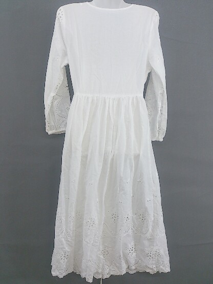 * natural couture natural kchu-ru.? LAP long sleeve knees under height gown One-piece size M eggshell white lady's 