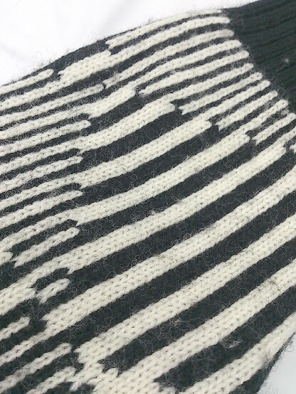 * JEANASIS Jeanasis long sleeve Mini knitted One-piece size F black ivory lady's 