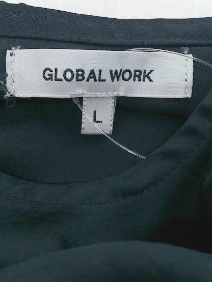 ◇ GLOBAL WORK グローバルワーク 切替 ノースリーブ 膝下丈 ワンピース サイズL ネイビー シルバー ブラック レディース_画像4