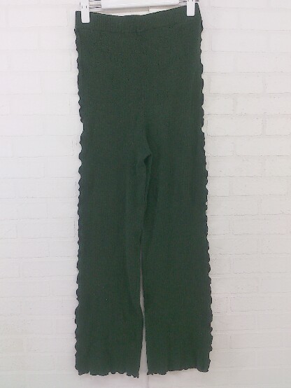 * * unused * * AS KNOW AS PINKYaznouaz Pinky tag attaching rib knitted pants size F green group lady's 