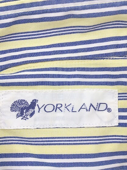 ◇ Yorkland ヨークランド ストライプ ワンポイント刺繍 長袖 シャツ イエロー ネイビー ホワイト レディース_画像8