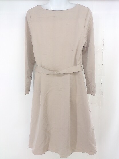 * * NATURAL BEAUTY BASIC waist belt no color long sleeve knees height One-piece size L beige lady's 