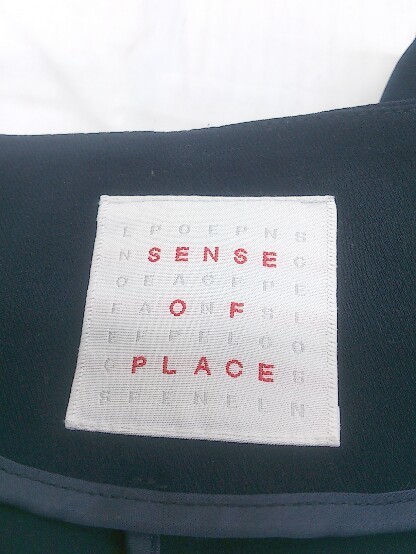 ◇ SENSE OF PLACE by URBAN RESEARCH ノーカラー 長袖 コート サイズFree ネイビー レディース_画像4