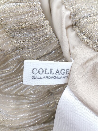 ◇ COLLAGE GALLARDAGALANTE シフォン ロング プリーツ スカート サイズF ベージュ ゴールド シルバー レディース_画像4