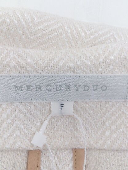 ◇ ◎ MERCURYDUO マーキュリーデュオ タグ付 定価 1.5万円 長袖 ノーカラー ジャケット サイズF アイボリー レディース P_画像4