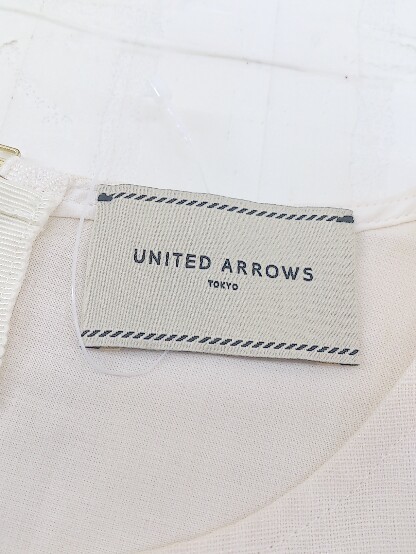 ◇ UNITED ARROWS ユナイテッドアローズ リネン混 ノースリーブ ブラウス カットソー サイズ38 アイボリー レディース P_画像4