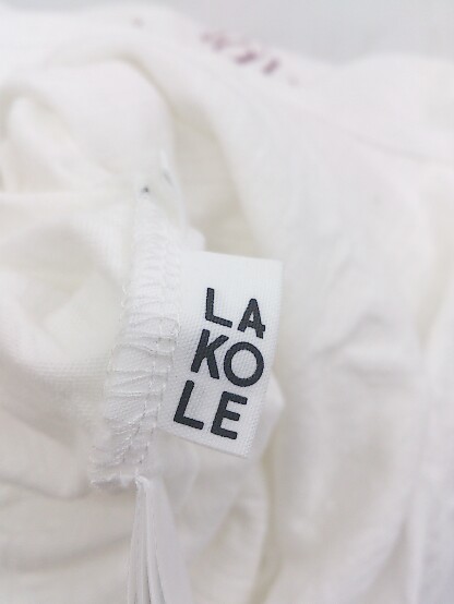 ◇ LAKOLE ラコレ ノースリーブ プリント Tシャツ カットソー サイズM ホワイト レディース P_画像5