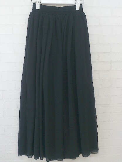 ◇ EMODA エモダ ウエストゴム ロング ギャザー スカート サイズS ブラック レディース P_画像1