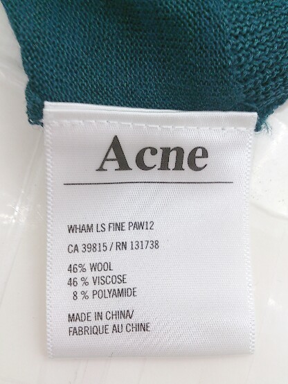 ◇ ACNE アクネ バックジップ 長袖 ミニ ニット ワンピース サイズ S グリーン レディース P_画像5