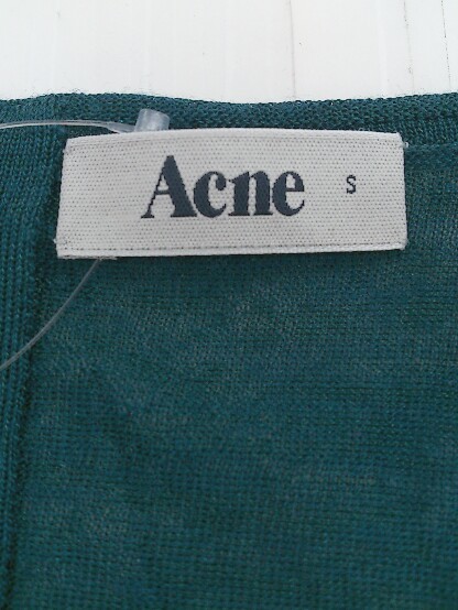 ◇ ACNE アクネ バックジップ 長袖 ミニ ニット ワンピース サイズ S グリーン レディース P_画像4