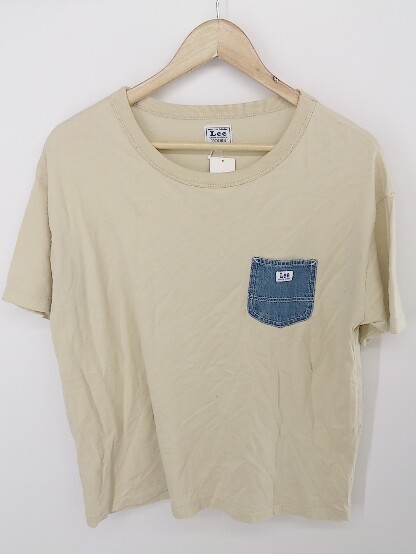 ◇ Lee × URBAN RESEARCH DOORS 胸ポケット 半袖 Tシャツ カットソー サイズF ベージュ ブルー系 レディース P_画像1