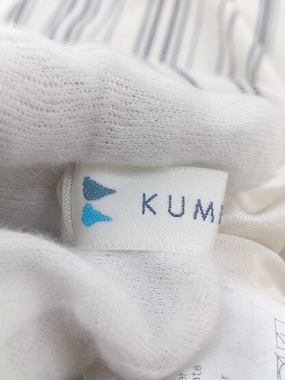 ◇ KUMIKYOKU 組曲 ウエストゴム ストライプ 膝下丈 タイト スカート サイズ2 オフホワイト ネイビー レディース P_画像4