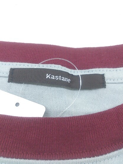 ◇ Kastane カスタネ 半袖 Tシャツ カットソー サイズXL ブルー ワインレッド系 レディース P_画像4