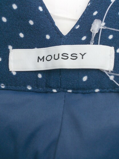 ◇ MOUSSY マウジー ドット 水玉 ワイドパンツ サイズ1 ブルー系 ホワイト レディース P_画像4