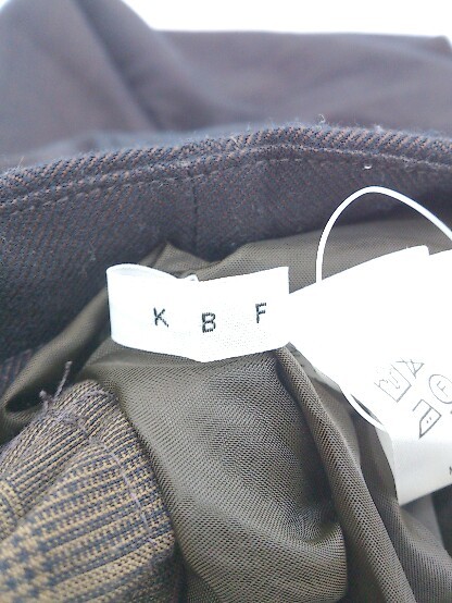 ◇ KBF ケービーエフ URBAN RESEARCH チェック 切替 ロング フレア スカート サイズONE ブラウン レディース P_画像4