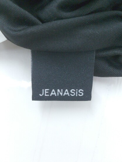 ◇ JEANASIS ウエストゴム 水玉 ドット スリット ロング フレア スカート サイズF ブラック ホワイト系 レディース P_画像4